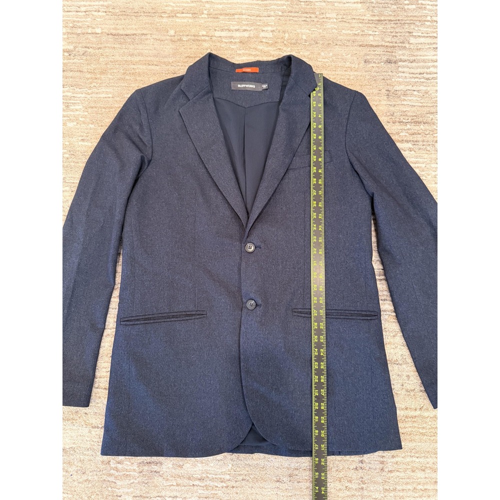 Bluffworks Blazer Suit Jacket Mens 44L Charcoal Classic Polyester Travel NYC USA - Picture 15 of 16